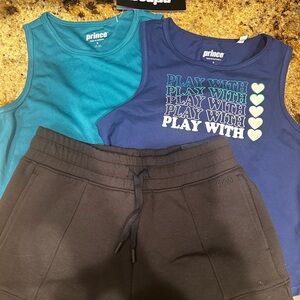 Prince Blue and Black Kids Tank Tops and Shorts Set